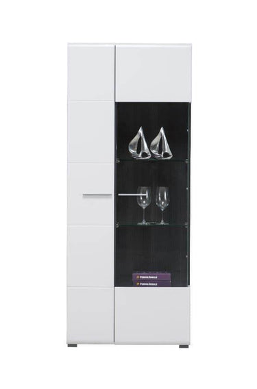 Elegant Royce White Tall Display Cabinet - Modern Showcase for Collectibles and Decor - UK Luxury Furniture